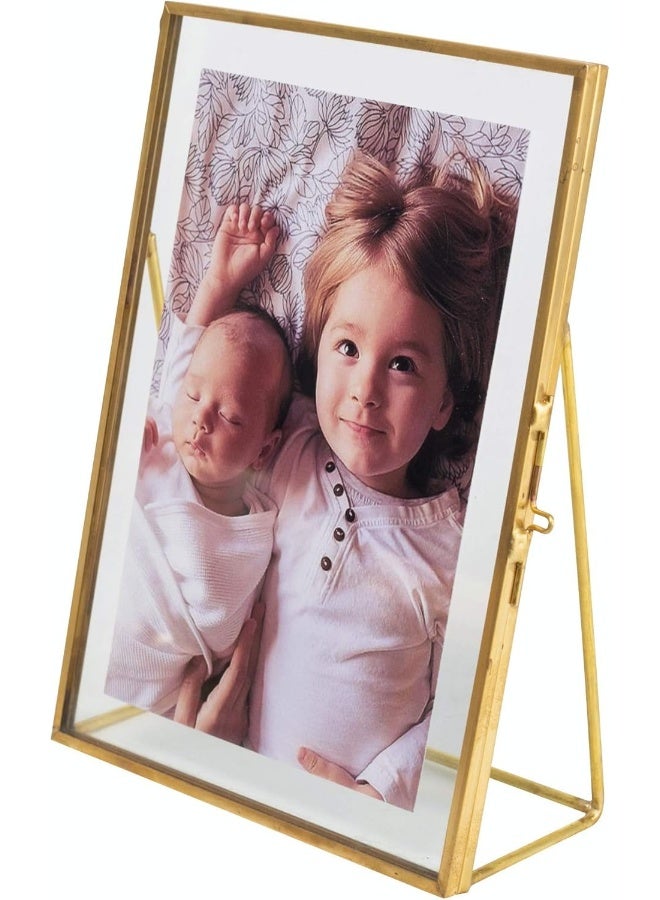 Levilan 6x8 Gold Photo Frame Vintage Style Antique Gold Standing Picture Frames with Pressed Glass Brass 6 x 8 - Image 4