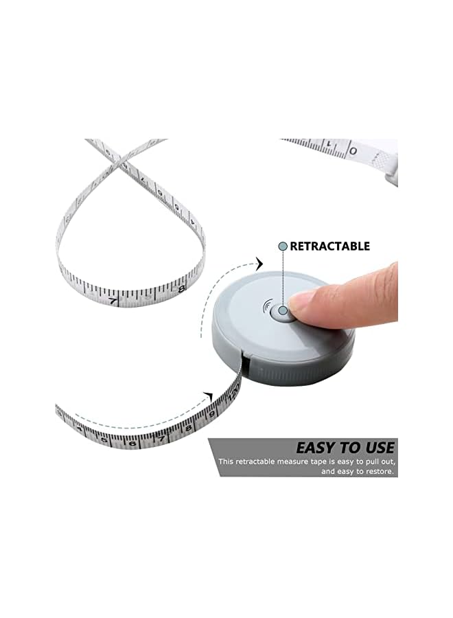 PROMASS 3Packs Retractable Soft Tape Measure + 1PCS Folded Measuring Tape(60-Inch), Double Scale Vinyl Ruler for Weight Loss Medical Body Measurement Fabric Cloth Sewing Tailor Knitting Craft, Kid Size Tape - Image 4
