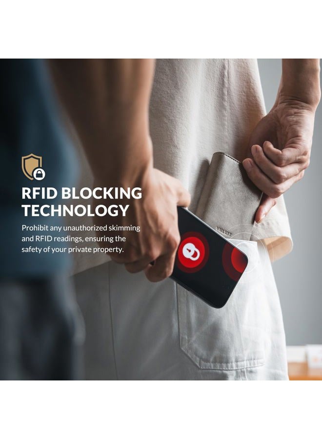 VULKIT محفظة حامل بطاقات مع جيب عملات وإغلاق مغناطيسي وبطاقات قابلة للظهور مع نافذة هوية محفظة جلدية للنقود وبطاقات الائتمان - Image 5