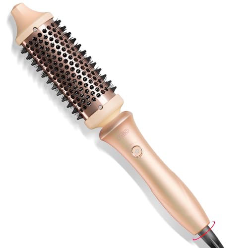 TYMO 2.0 Thermal Brush Curling Brush - STYLUX 1.7" Blowout Volumizer with Flexi-Fit for Hair Straightening, Heated Round Styler Tool, Hair Straightener and Curler 2 in 1, Dual Voltage & Light, Pink - Image 1