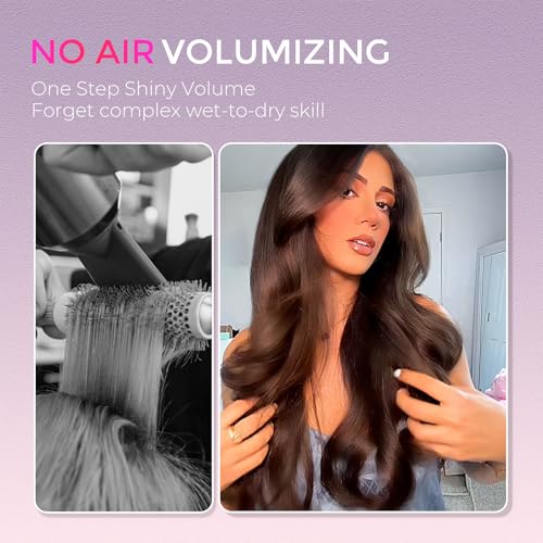 TYMO 2.0 Thermal Brush Curling Brush - STYLUX 1.7" Blowout Volumizer with Flexi-Fit for Hair Straightening, Heated Round Styler Tool, Hair Straightener and Curler 2 in 1, Dual Voltage & Light, Pink - Image 2