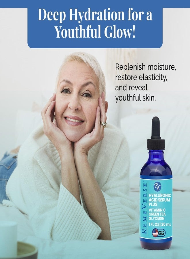 RemeVerse Hyaluronic Acid Serum with Vitamin C & Green Tea Extract - 100% Pure Formulation for Face, Lips & Décolleté - Intense Moisture for Dry Skin & Fine Lines for a Youthful & Plump Look, 1 oz - Image 4