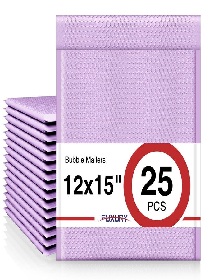 Fuxury أكياس فوكشري الفقاعية 12x15" لافندر بنفسجي مغلفة 25 حزمة أكياس فقاعية كبيرة لاصقة قوية أكياس مغلفة ذاتية الإغلاق للشحن للأعمال الصغيرة، المجلات، الملابس. - Image 1