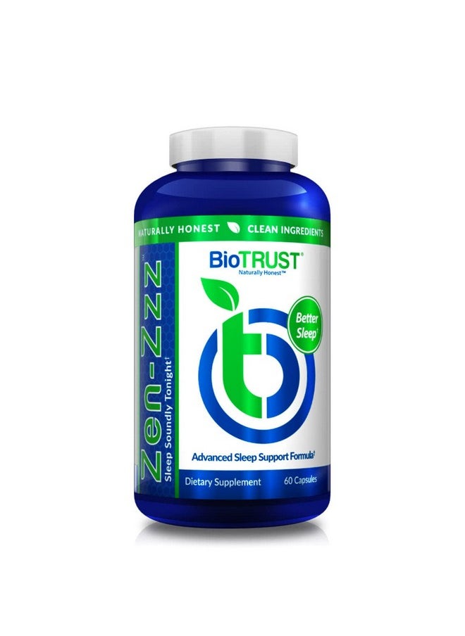 BioTrust BioTRUST Zen-Zzz, Non-Habit-Forming Sleep Support Supplement - Melatonin, L-Theanine, Glycine, Magnesium, Lemon Balm, Passion Flower, Chamomile - 60 Capsules  - Image 1