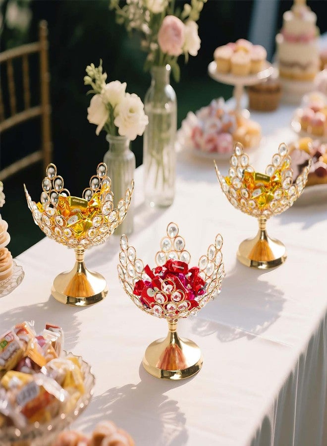kolnlala 2Pcs Crystal Floral Candy Bowl/Decorative fruit plate - Elegant Metal Frame Centerpiece, Fruit Plate & Nut Tray for Home Decor, Holiday, Wedding, Party Table Decorations (2, Gold) - Image 3