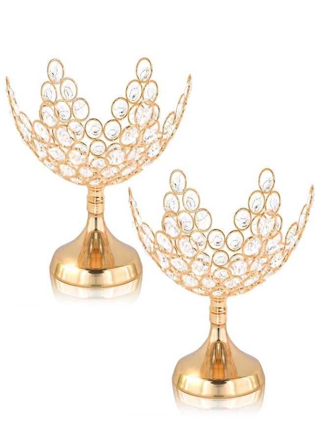 kolnlala 2Pcs Crystal Floral Candy Bowl/Decorative fruit plate - Elegant Metal Frame Centerpiece, Fruit Plate & Nut Tray for Home Decor, Holiday, Wedding, Party Table Decorations (2, Gold) - Image 2