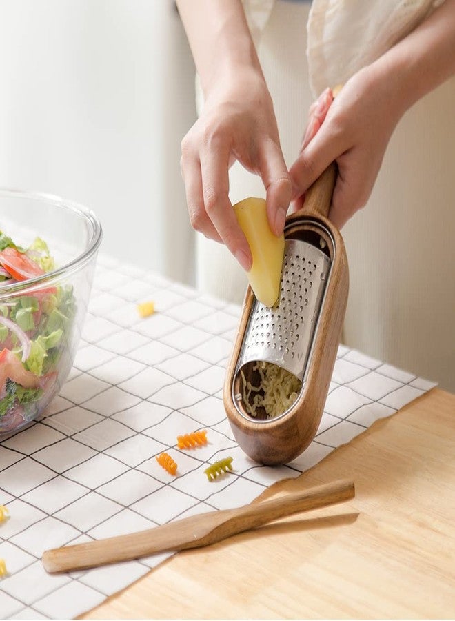 GinSent Wooden Cheese Grater with Handles - Kitchen Grater Wooden Shredder, Citrus Zester, Perfect for Hand Held Cheese Grater, Lemon and Chocolate, Cheese Tool - Image 4