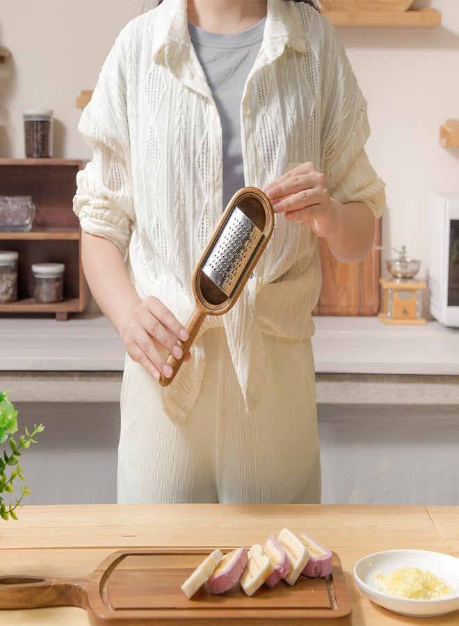 GinSent Wooden Cheese Grater with Handles - Kitchen Grater Wooden Shredder, Citrus Zester, Perfect for Hand Held Cheese Grater, Lemon and Chocolate, Cheese Tool - Image 2