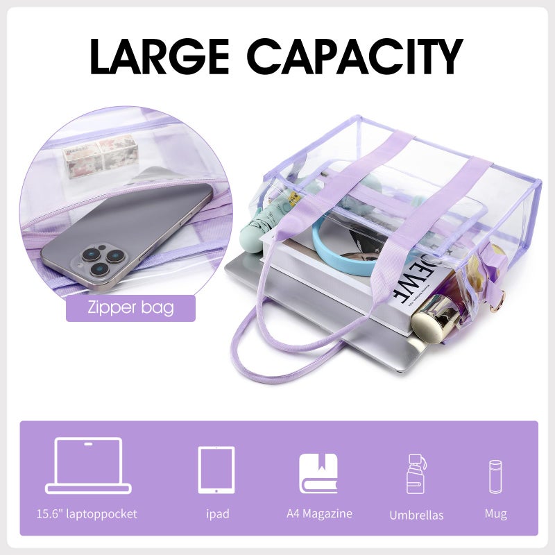 getgto Clear Bags for Women Tote Bag, Crossbody Bag, Stadium Approved Clear Purse for Sports Events, Concert, Work & Beach - Image 3