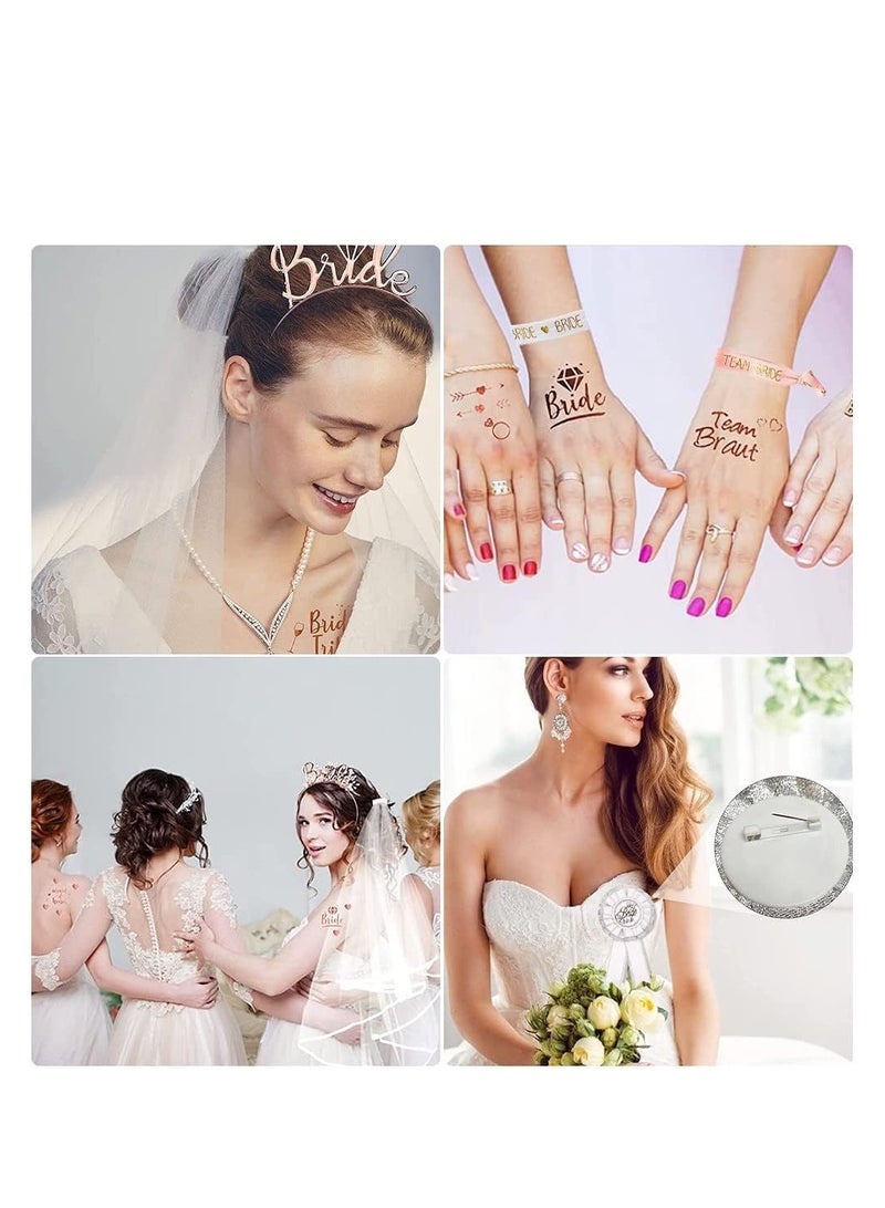 Bride To Be Printed Sash With Crown and Shoulder Length Veil Set - Image 4