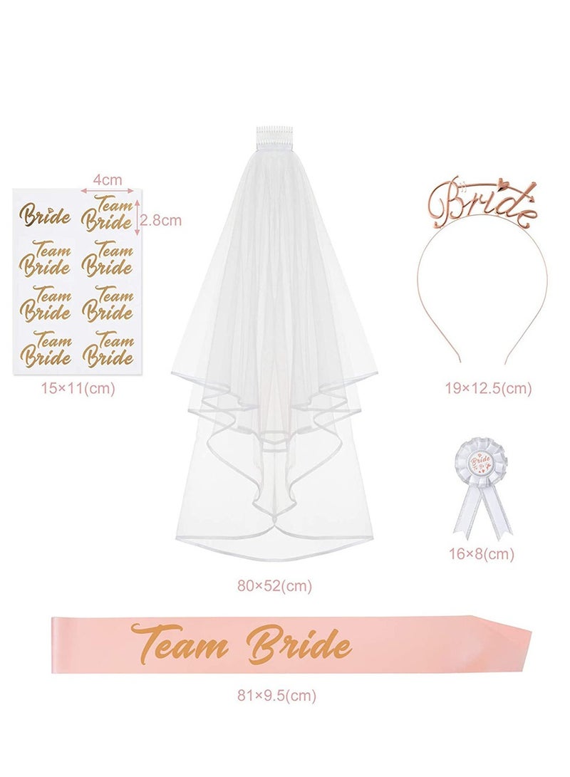 Bride To Be Printed Sash With Crown and Shoulder Length Veil Set - Image 2