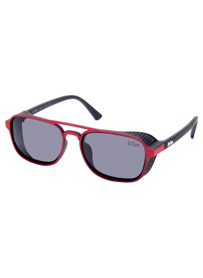 لي كوبر Polarized PC Grey with Fashion type, Round Shape48-15-125 mm Size, 0.74MM POLARZIED Lens Material, Black With Red Frame Color