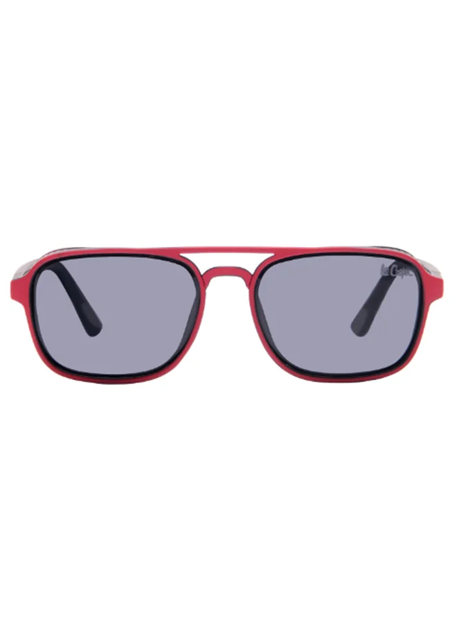 لي كوبر Polarized PC Grey with Fashion type, Round Shape48-15-125 mm Size, 0.74MM POLARZIED Lens Material, Black With Red Frame Color