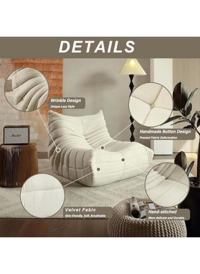 GGEROU - Rocking Chair,Lounge Chair,Velvet Lounge Chair,Lazy Sofa Chair,Reading Chair Balcony Rocking Chair,for Relaxation in Living Room,Bedroom or Balcony,90 * 100 * 70cm,Beige - Image 1