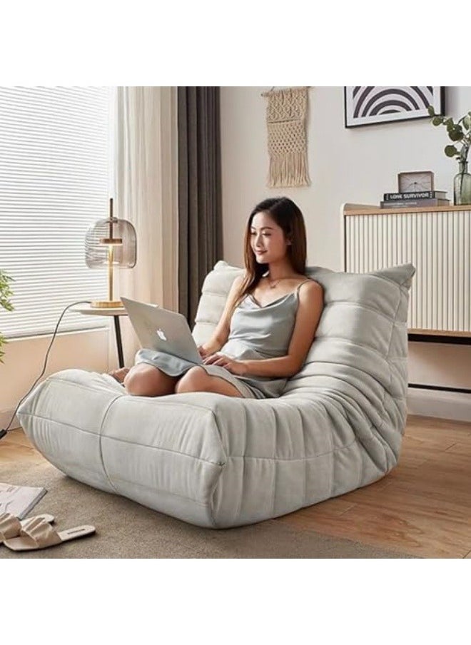 GGEROU - Rocking Chair,Lounge Chair,Velvet Lounge Chair,Lazy Sofa Chair,Reading Chair Balcony Rocking Chair,for Relaxation in Living Room,Bedroom or Balcony,90 * 100 * 70cm,Beige - Image 1