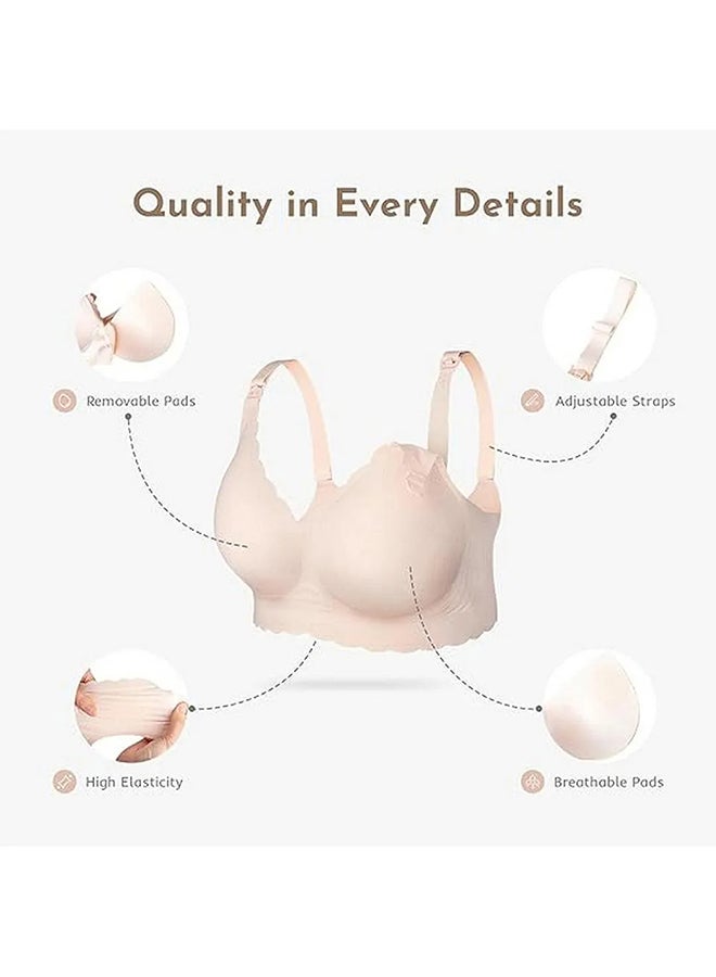 Momcozy Jelly Strip - Seamless Floral Push Up Nursing Bra - YN46 - Black,Beige & Cream L - Pack Of 3 - Image 2