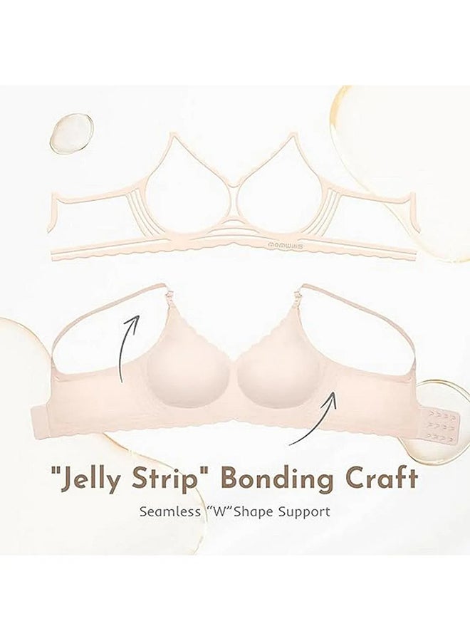 Momcozy Jelly Strip - Seamless Floral Push Up Nursing Bra - YN46 - Black,Beige & Cream L - Pack Of 3 - Image 4