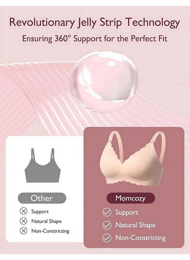 Momcozy Jelly Strip - Seamless Floral Push Up Nursing Bra - YN46 - Black,Beige & Cream L - Pack Of 3 - Image 5