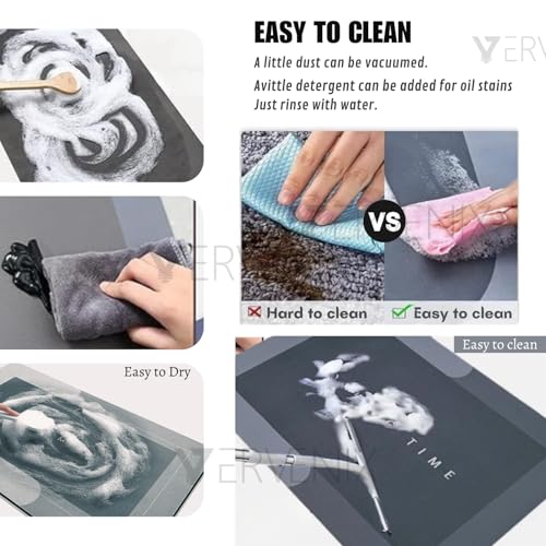VERVENIX 2 Pcs Kitchen Mats Set – Waterproof Memory Foam Anti-Fatigue Mat Non-Slip Rug for Kitchen, Sink, Laundry & Home Office – 120x40 cm + 40x60 cm (Cooking Time Design) - Image 4