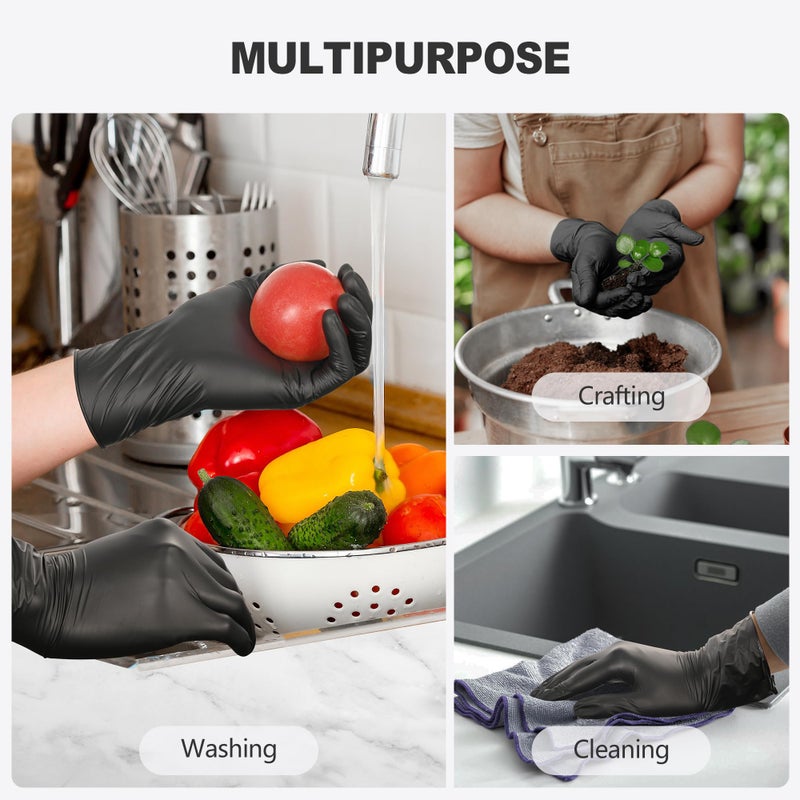 SWIFTLITE Black Vinyl Gloves, Food Grade Gloves Disposable Latex Free & Powder Free, Guantes for Cleaning Cooking Food Prep (100, Large) - Image 3