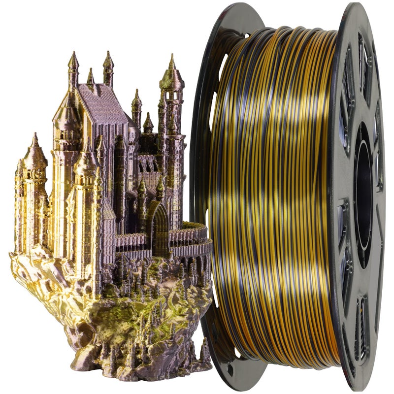 MIKA3D 1.75mm 1Kg Silk Shiny PLA Most Basic Popular Multicolored Fast Color Change Rainbow 3D Printing Filament, Color Change Gradually Random Quickly, 2.2lbs 3D Printing Material by MIKA3D - Image 1