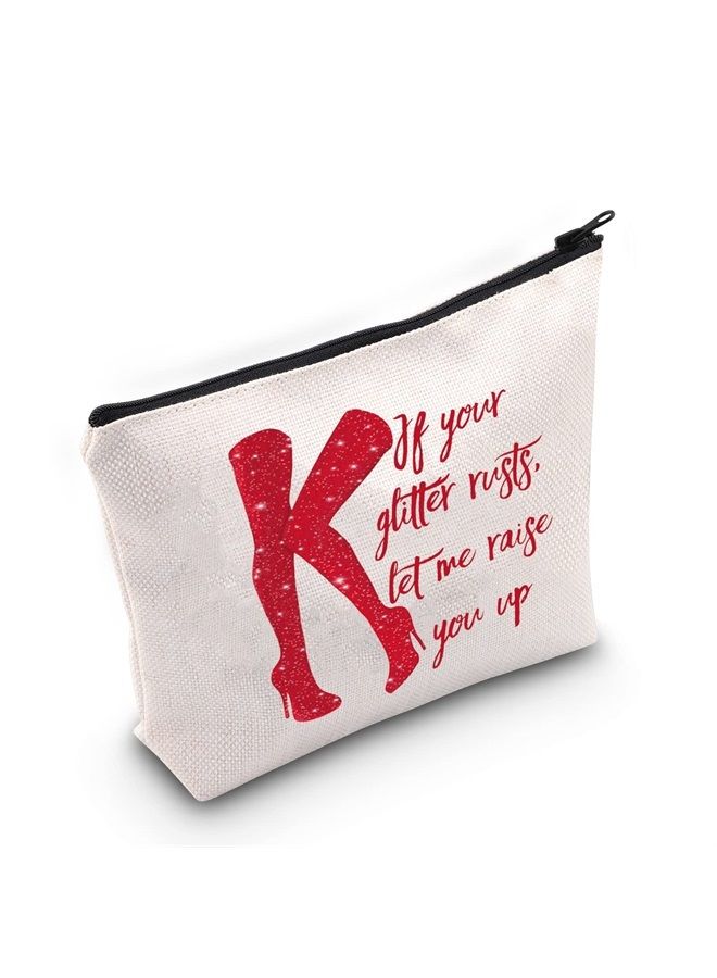 LEVLO Broadway Red Boots Cosmetic Make Up Bag Boots Queen Fans Gift If Your Glitter Rusts Let Me Raise You Up Make Up Zipper Pouch Bag (If Your Glitter Rusts)  - Image 1