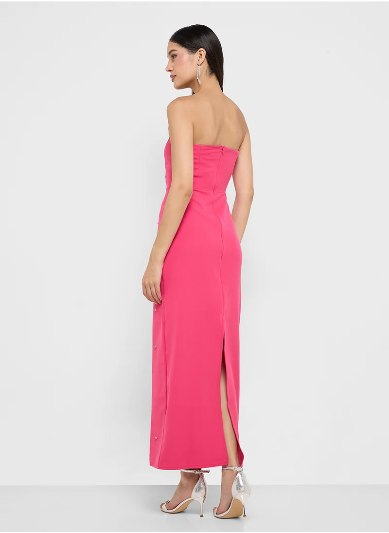 جينجر بوتيك Strapless Pink Dress