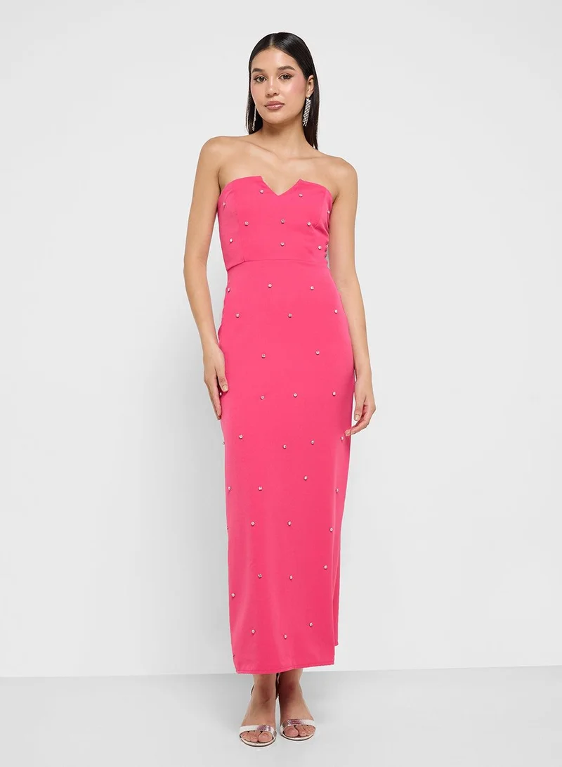 Ginger Boutique  Strapless Pink Dress for Women | Best Price UAE