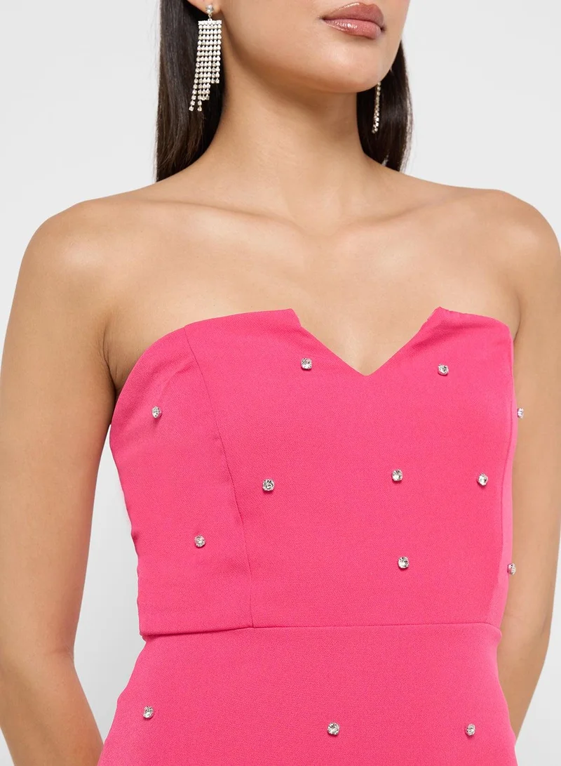 Ginger Boutique  Strapless Pink Dress for Women | Best Price UAE
