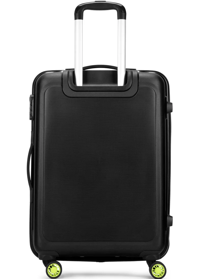 Skybags STROKE Check-in 24 Inch Polypropylene(PP), 4 Spinner Double Wheel Trolley Bags for Travel, Hard Case Lightweight Bag with TSA Lock, Tough Suitcase for Travel (Medium), Black