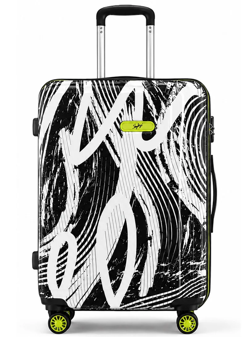 Skybags STROKE Check-in 24 Inch Polypropylene(PP), 4 Spinner Double Wheel Trolley Bags for Travel, Hard Case Lightweight Bag with TSA Lock, Tough Suitcase for Travel (Medium), Black