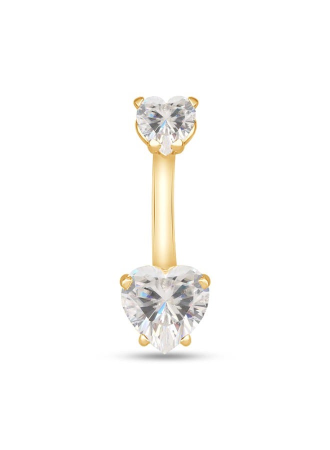 SAVEARTH DIAMONDS 1 1/2 CT Heart Cut Lab Created Moissanite Diamond Heart Belly Button Navel Rings Body Piercing Jewelry In 14K Yellow Gold Over Sterling Silver - Image 1