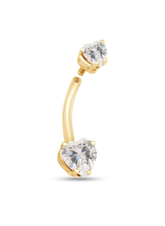 SAVEARTH DIAMONDS 1 1/2 CT Heart Cut Lab Created Moissanite Diamond Heart Belly Button Navel Rings Body Piercing Jewelry In 14K Yellow Gold Over Sterling Silver - Image 2