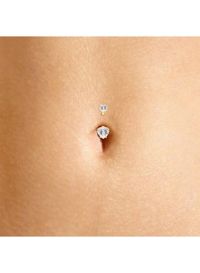 SAVEARTH DIAMONDS 1 1/2 CT Heart Cut Lab Created Moissanite Diamond Heart Belly Button Navel Rings Body Piercing Jewelry In 14K Yellow Gold Over Sterling Silver - Image 4