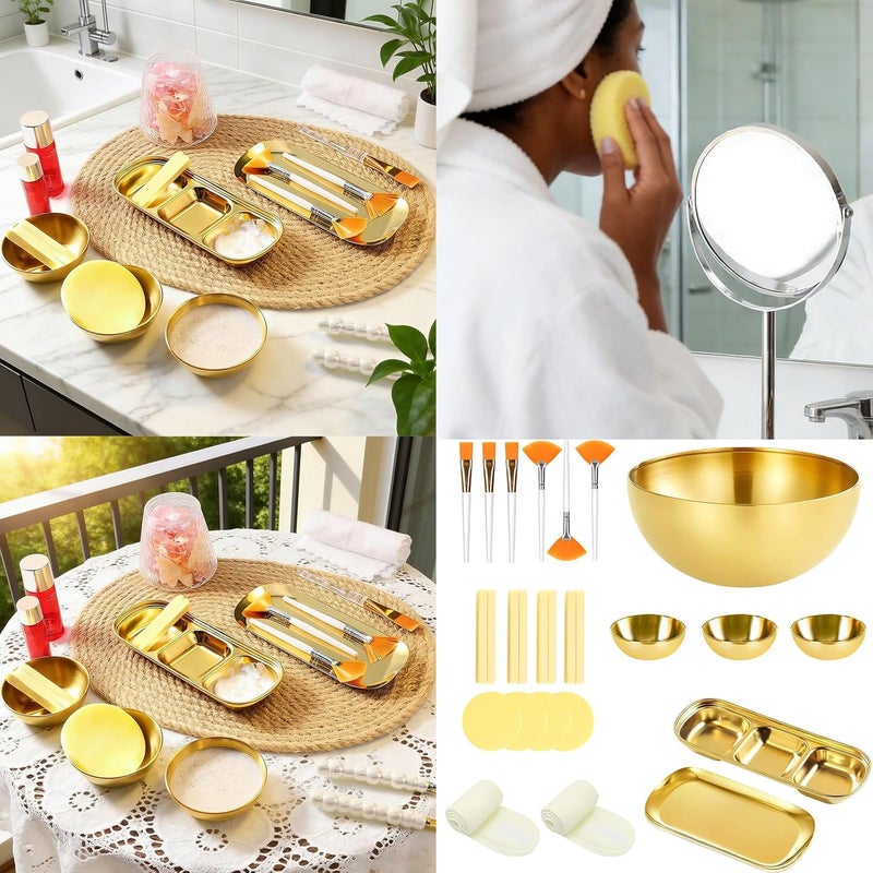 26pcs Home Beauty Care Set Esthetician Supplies Mixing Bowls Serving Tray for Mixing Applying Various Skincare Compartment Serving Tray - Image 2