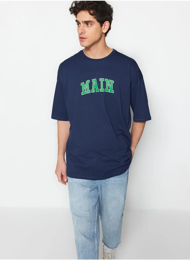 trendyol Text Print Oversized Crew Neck T-Shirt