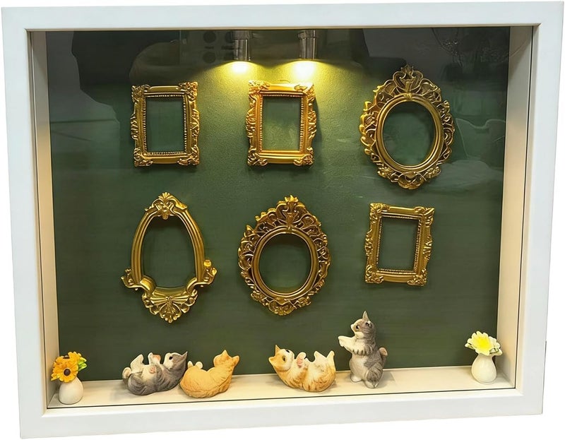 ordinarYone Diys Minis Museums Silhouetted Box,Shadows Box Frame Display Case,Personalize Photo Shadows Box Display with Figurine - Image 1