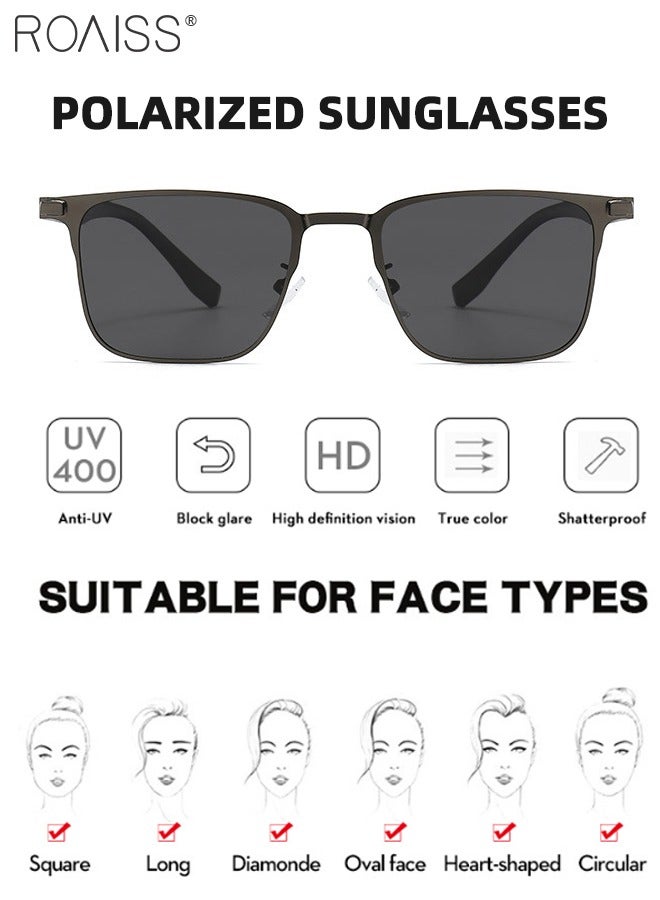 رويس نظارات شمسية مربعة مستقطبة للرجال للقيادة، نظارات شمسية للحماية من الأشعة فوق البنفسجية 400، نظارات شمسية عصرية مضادة للتوهج، مناسبة للرجال لممارسة الجولف وصيد الأسماك والسفر، مقاس 61 مم - Image 5