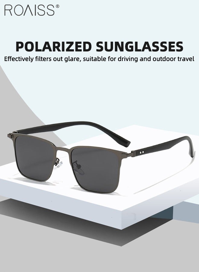 رويس نظارات شمسية مربعة مستقطبة للرجال للقيادة، نظارات شمسية للحماية من الأشعة فوق البنفسجية 400، نظارات شمسية عصرية مضادة للتوهج، مناسبة للرجال لممارسة الجولف وصيد الأسماك والسفر، مقاس 61 مم - Image 3