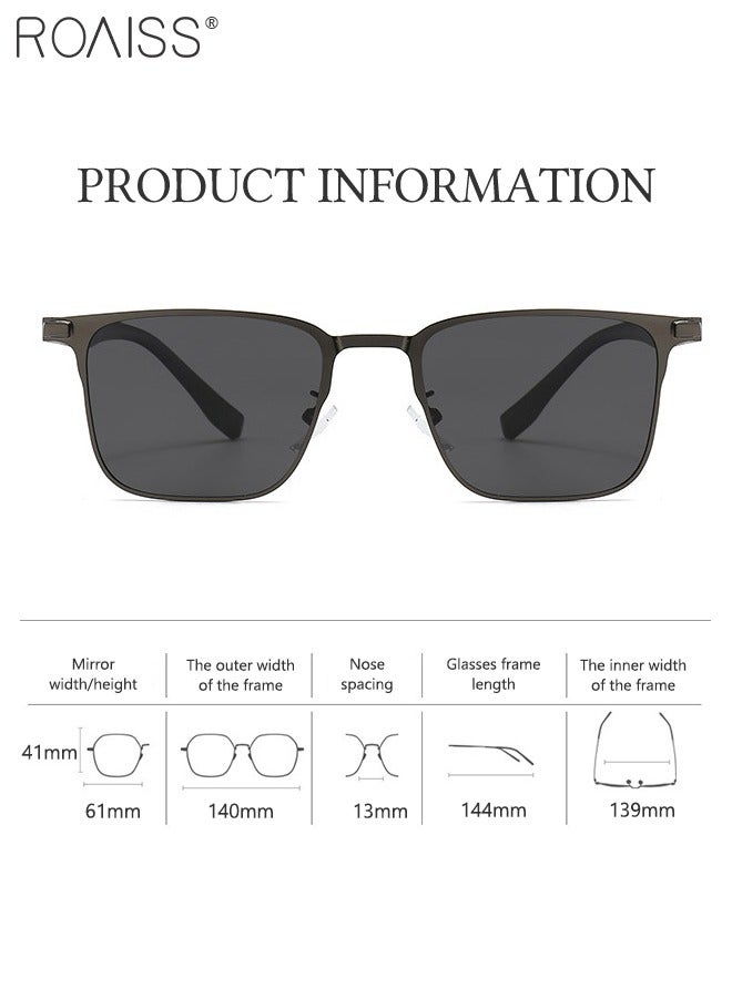 رويس نظارات شمسية مربعة مستقطبة للرجال للقيادة، نظارات شمسية للحماية من الأشعة فوق البنفسجية 400، نظارات شمسية عصرية مضادة للتوهج، مناسبة للرجال لممارسة الجولف وصيد الأسماك والسفر، مقاس 61 مم - Image 4