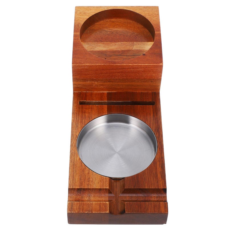 Rustic Wood Cigar Ashtray with Holder and Whiskey Glass Stand for Home Bar Use - Image 2