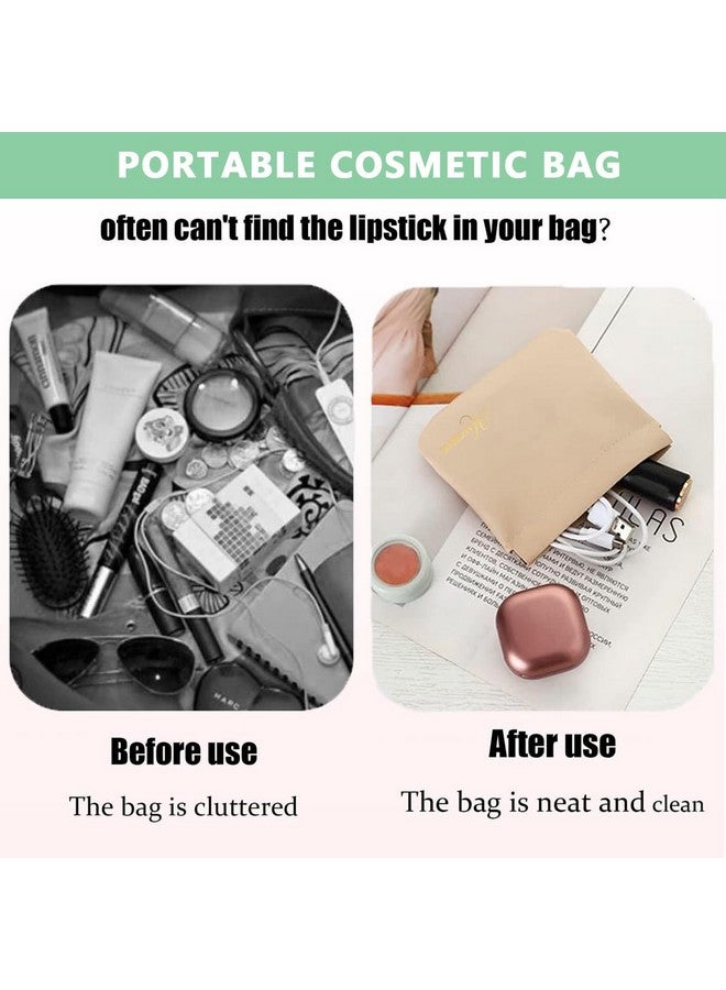 maycreate 4Pcs Pocket Cosmetic Bag Small Pouches For Women Waterproof Pu Makeup Bags Travel Organizer For Coin Purse, Lipstick Headphones, Jewelry Accessories - No Zipper, Self-Closing, Assorted - Image 5