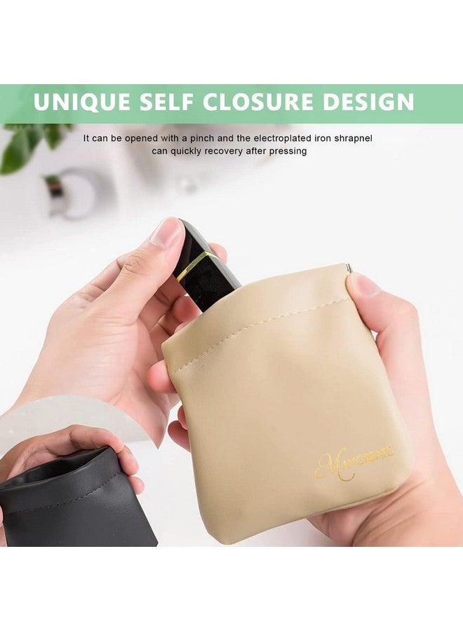 maycreate 4Pcs Pocket Cosmetic Bag Small Pouches For Women Waterproof Pu Makeup Bags Travel Organizer For Coin Purse, Lipstick Headphones, Jewelry Accessories - No Zipper, Self-Closing, Assorted - Image 4