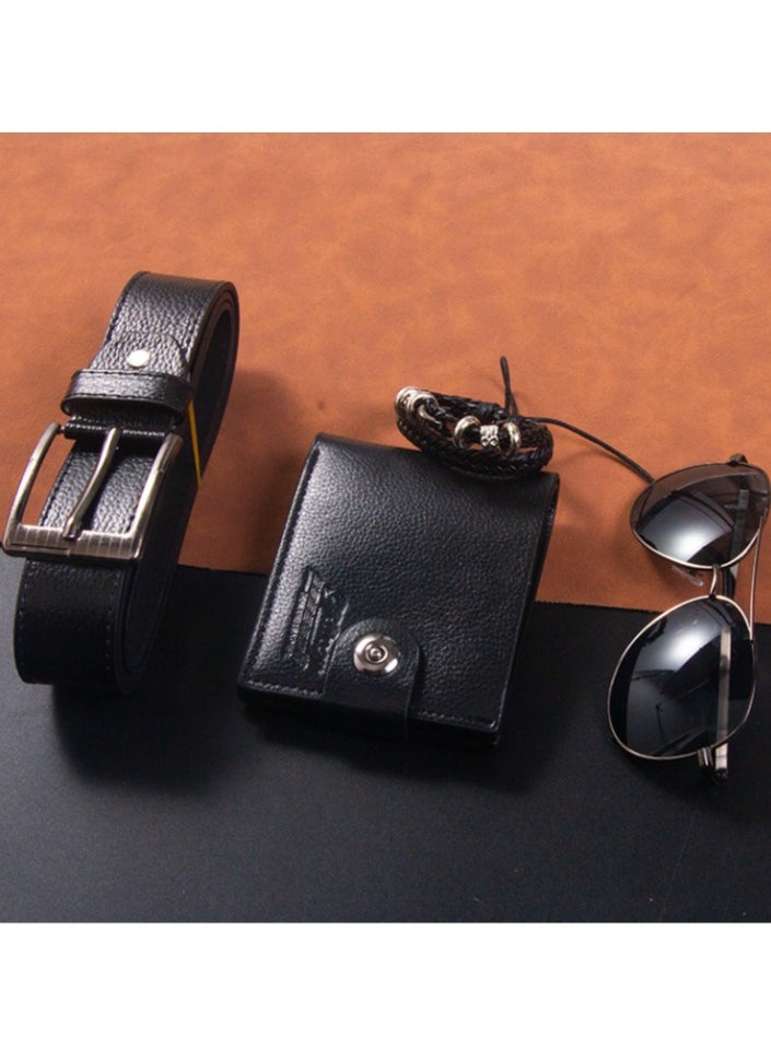 Fancy 4 PCS Deluxe Gift Leather Sets - Sunglasses ,Wallet ,Belt ,Bracelet  - Image 3