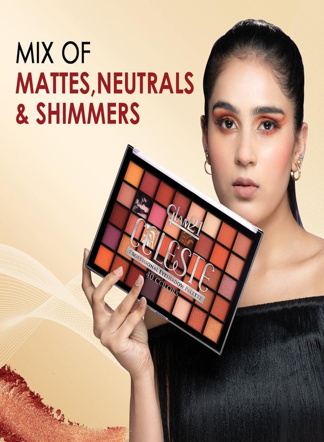 جلام 21 باليت ظلال العيون الاحترافية سيليست من جلام 21 | باليت ظلال عيون متكاملة وغنية بالأصباغ | 40 لونًا مختارًا | ألوان مطفية ولامعة - 50 غرام | بليسفول-02 - Image 4