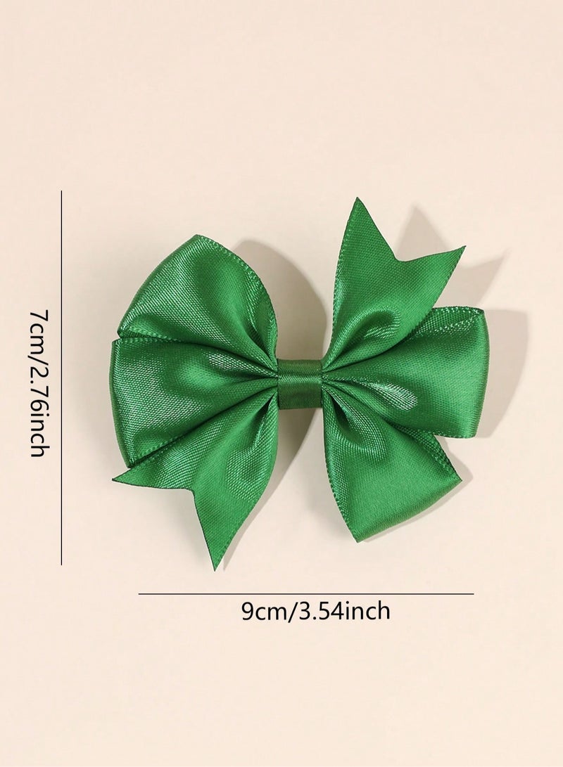 زينة اليوم الوطني مشابك شعر بتصميم فيونكه باللون الأخضر مناسبة لليوم الوطني السعودي والحفلات -قطعتين من مشابك شعر مناسب لليوم الوطني السعودي - Image 2