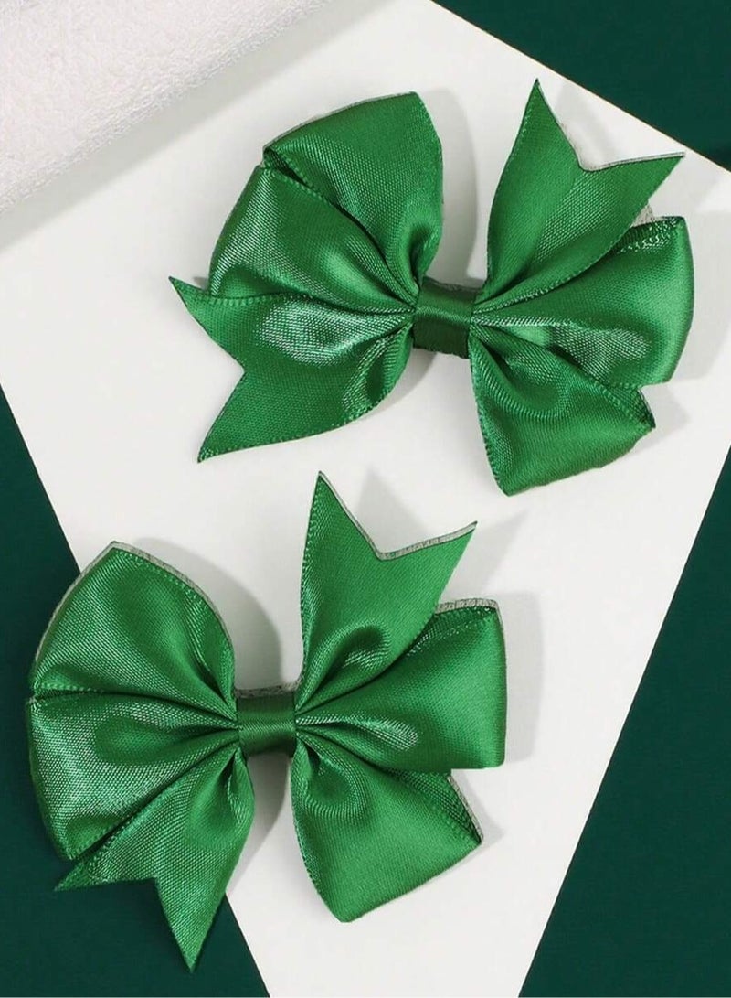 زينة اليوم الوطني مشابك شعر بتصميم فيونكه باللون الأخضر مناسبة لليوم الوطني السعودي والحفلات -قطعتين من مشابك شعر مناسب لليوم الوطني السعودي - Image 3