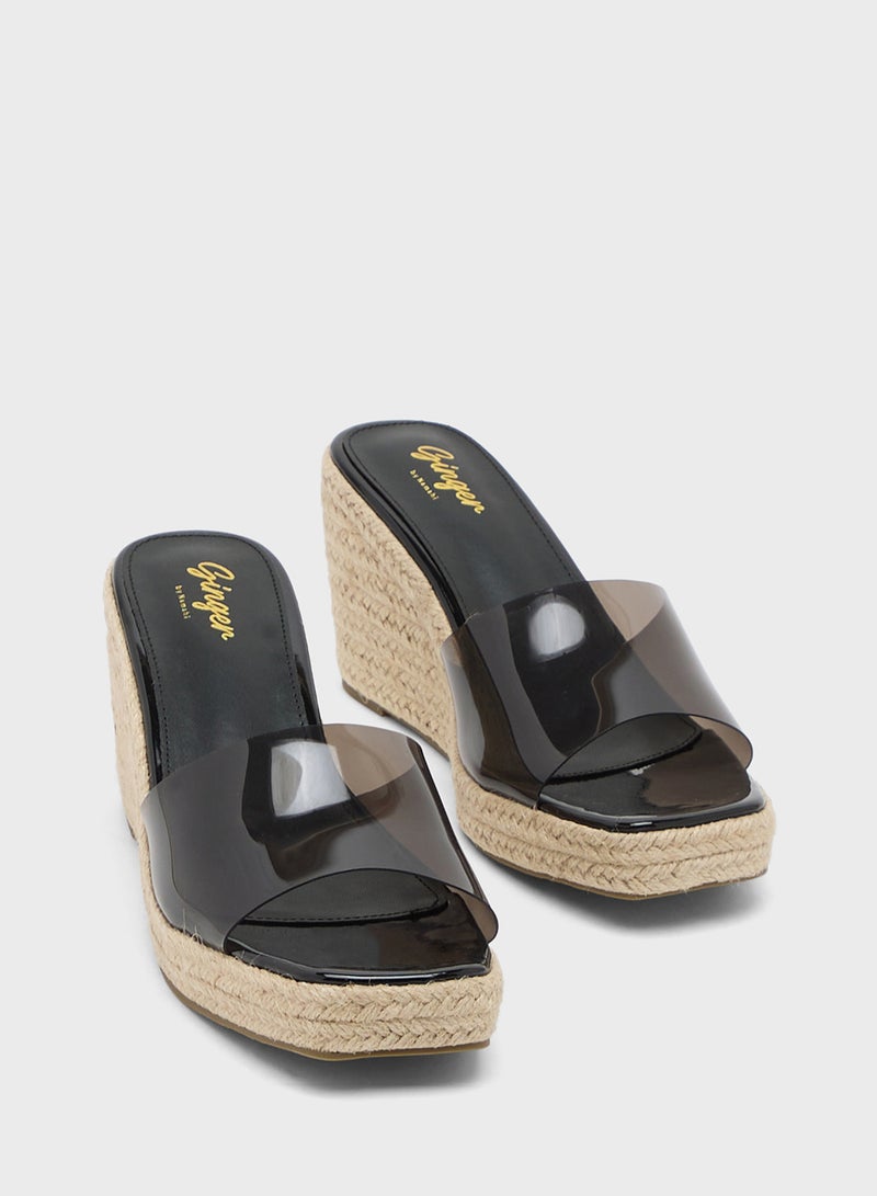 Ginger High Wedge With Clear Strap - Image 4