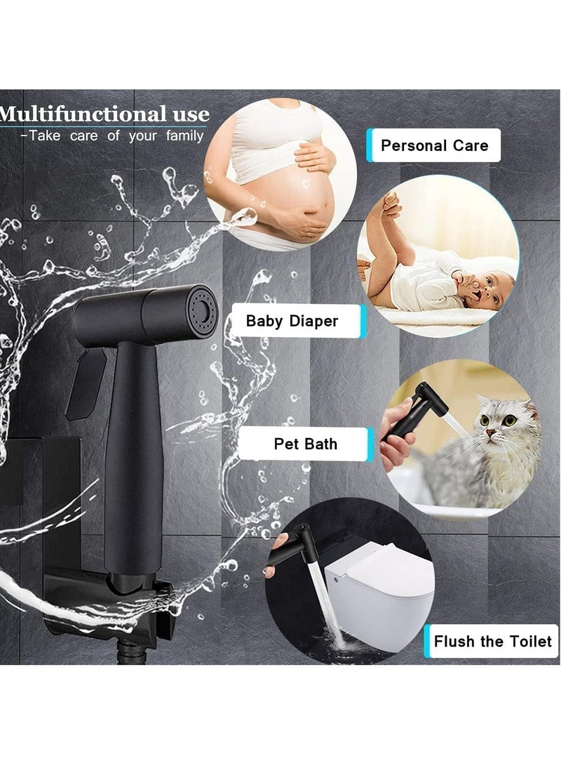 Handheld Bidet Spryer for toilet 304 Grade Stainless Steel Bathroom Jet Spray Set Features Heavy-duty and durable 120cm Black  - Image 4
