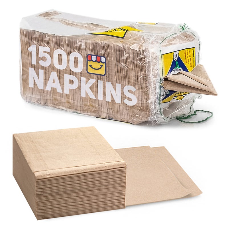 Shop Square (1500-Pack) Brown Napkins - Bulk Unbleached  Natural & Rustic Kraft Paper Napkins - Eco-Conscious Disposable Kitchen Tissue Supplies for Home  Parties  Restaurant  BBQ - 12x12  Unfolded  - Image 1
